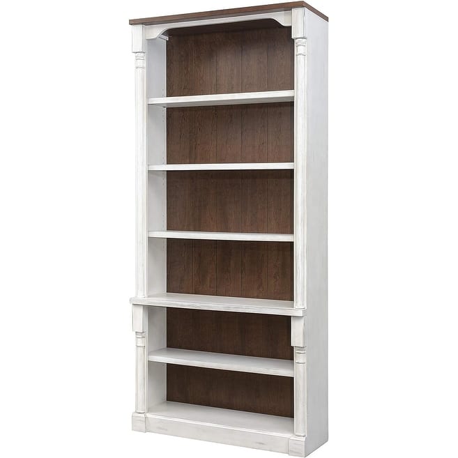 Rustic Open 8' Wood Bookcase, Storage Cabinet, White - 42W x 94H x 16D