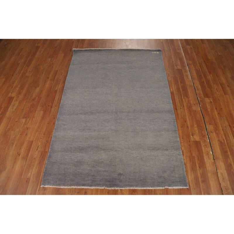 Hand Knotted Oriental 100% Wool Carpet Modern Modern Greys & Charcoal Gabbeh Area Rug - 5' 11'' X 4' 0''