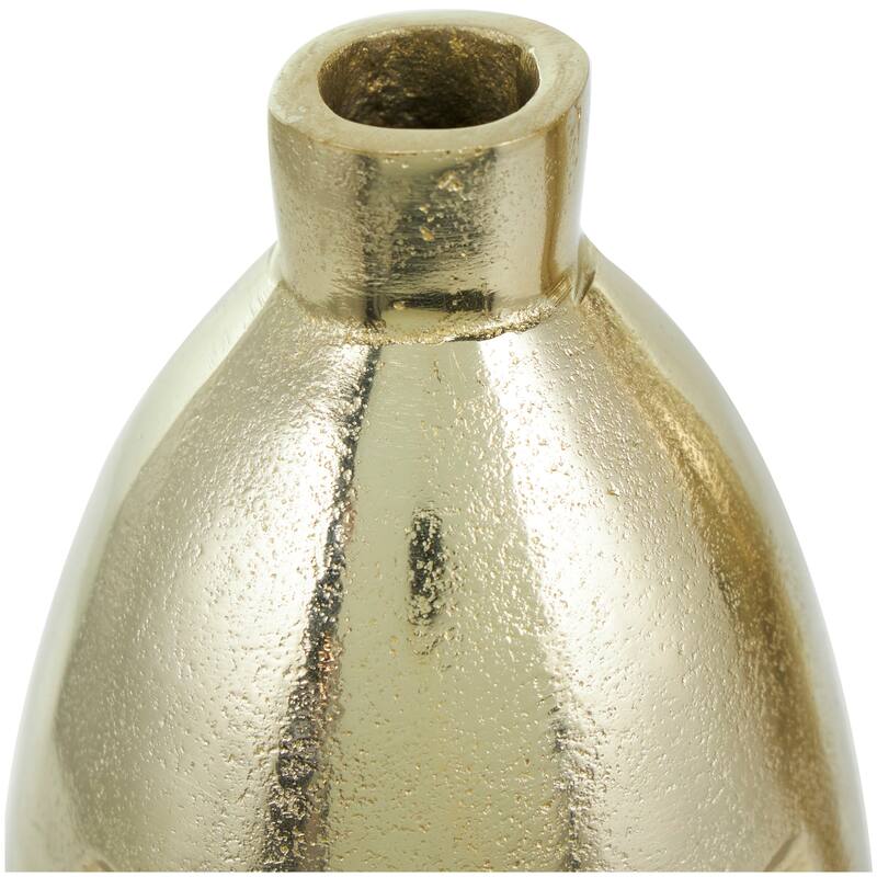 Gold Aluminum Metal Face Decorative Vase with Abstract Details (Set of 2)