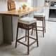 preview thumbnail 7 of 18, Bali Bohemian Woven Rattan Backless Bar Stool with Square Foam Cushion and Footrest for Kitchen Island or Home Bar