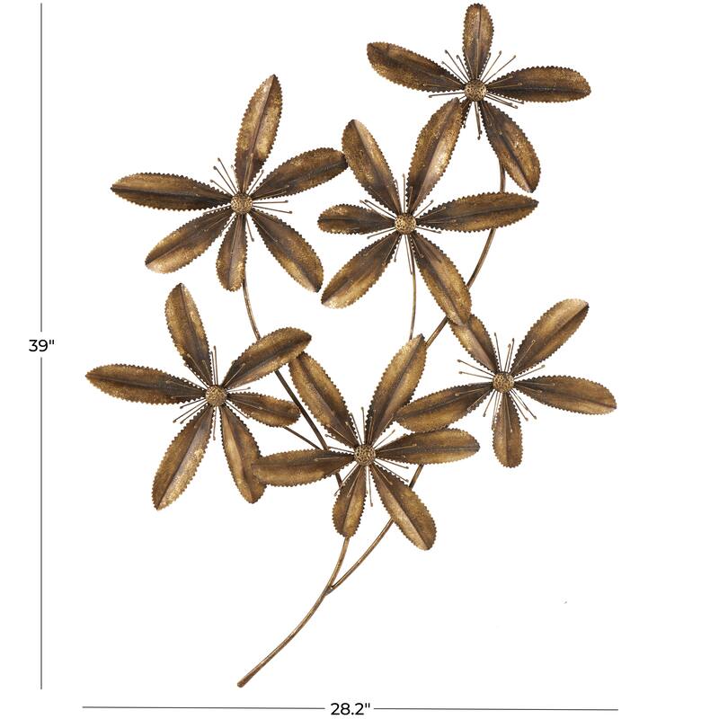 Gold Metal 3D Floral Home Wall Decor