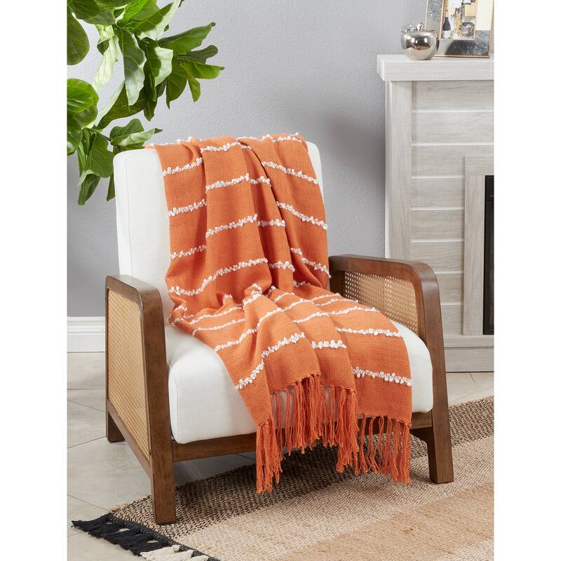 Throw Blanket With Striped Design