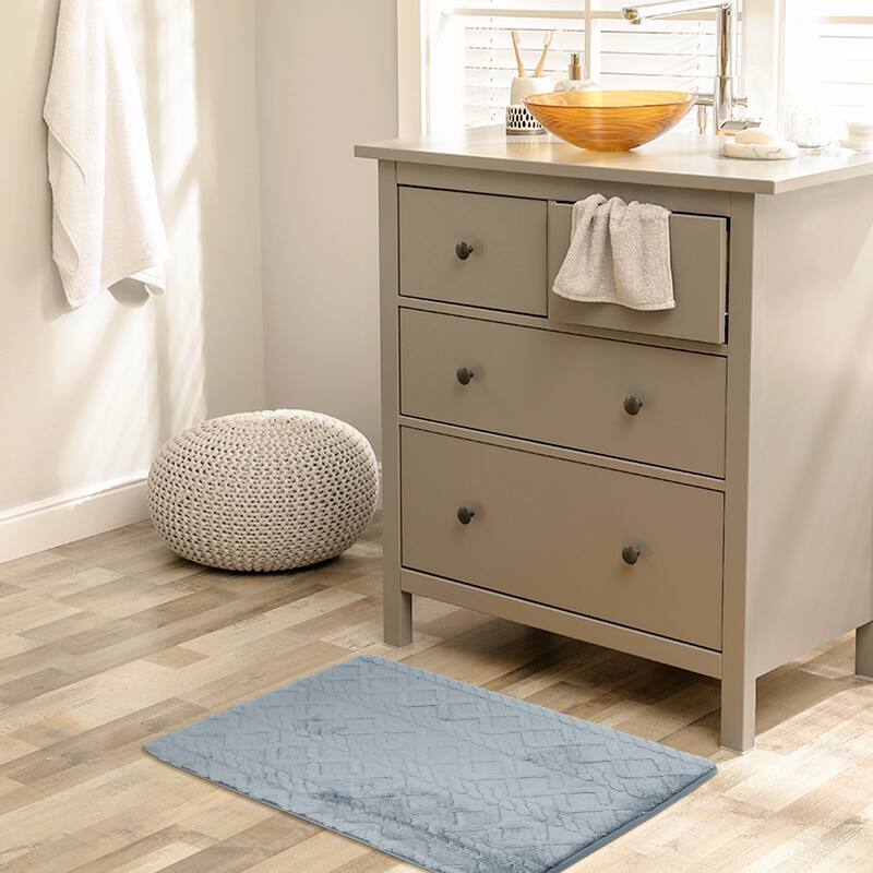 Geometric Pattern Bathroom Mat Soft Absorbent Non-Slip Back Dry Bath Floor Rugs Toilet Home