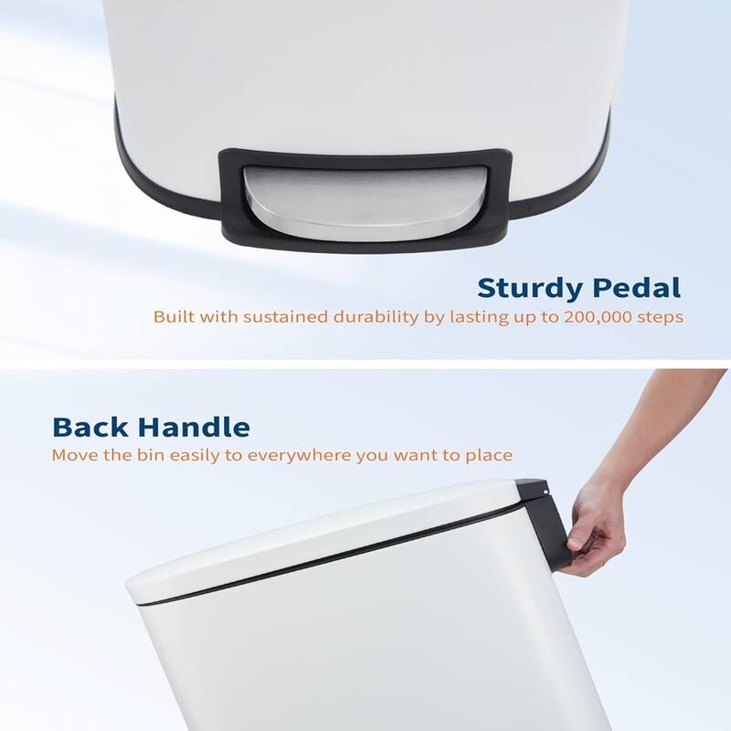 13-Gallon Slim Stainless Steel Trash Can with Soft-Close Lid - Narrow Design