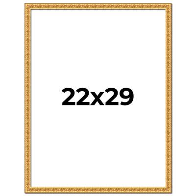 22x29 Frame Gold Real Wood Picture Frame Width 1 inches | Interior