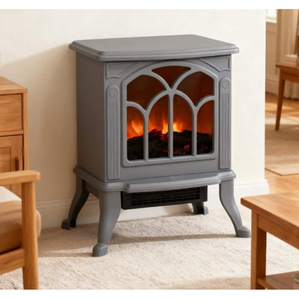 14.8" Retro Chic Electric Fireplace Stove with Realistic Flame