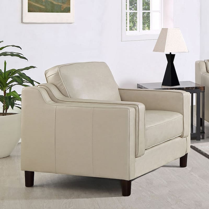 Hydeline Bella Top Grain Leather Chair With Feather, Memory Foam and Springs