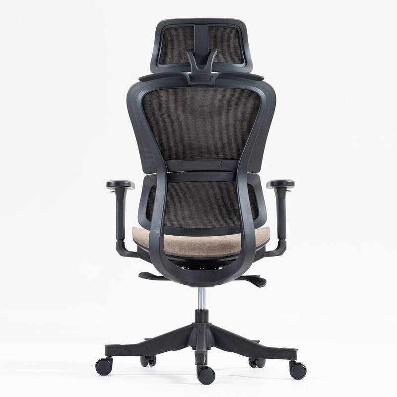 Brown Ergonomic Office Chair with High Back Mesh and Adjustable 4D Armrests