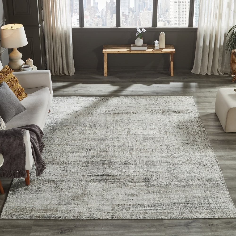 Urban Distress Abstract Silver Handmade Area Rug