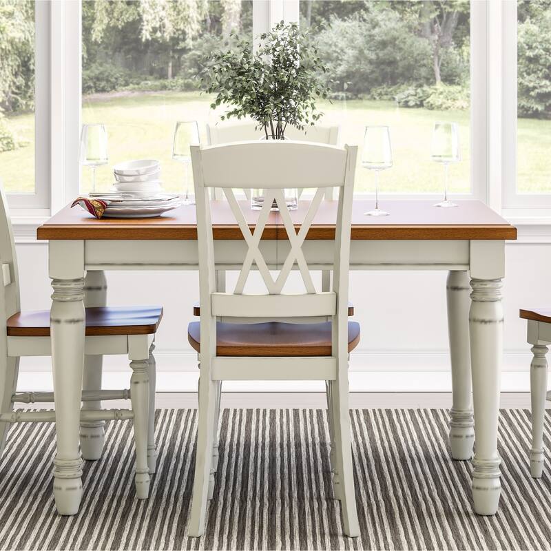 Monarch Rectangular Dining Table with 18" Leaf by Homestyles (Table Only) - Antique White