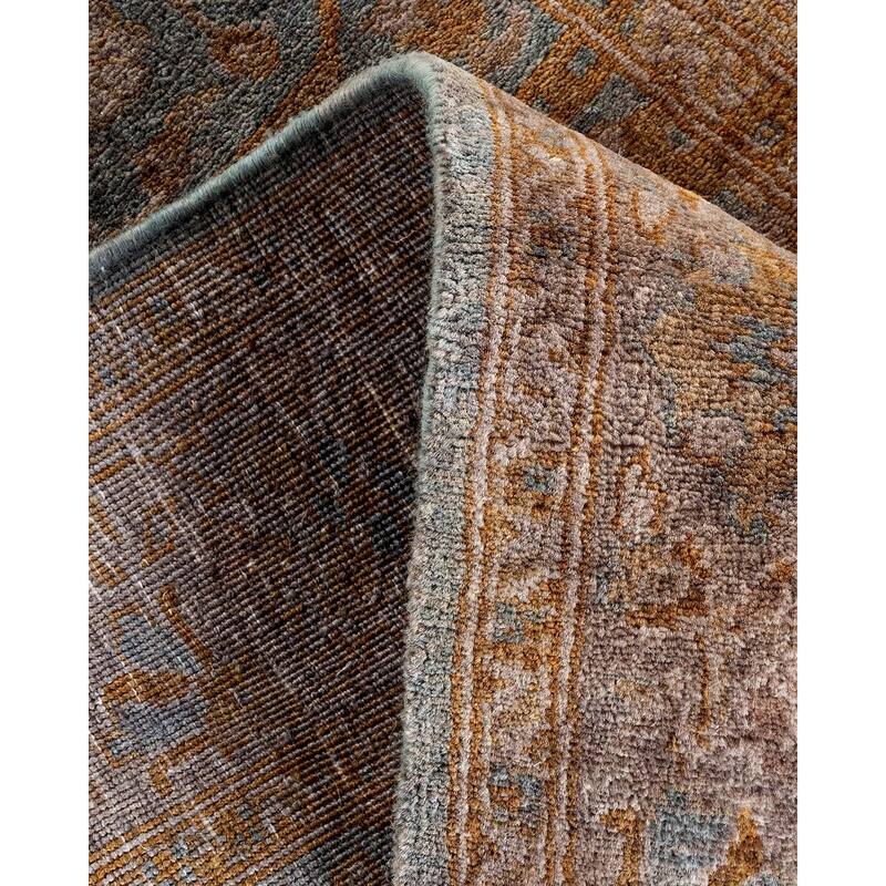 Overton Hand Knotted Wool Vintage Inspired Modern Contemporary Overdyed Gray Runner Rug - 2' 8" x 12' 8"