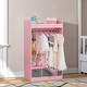 preview thumbnail 1 of 13, Costume RackOpen Hanging Armoire Closet with Mirror-PINK Pink