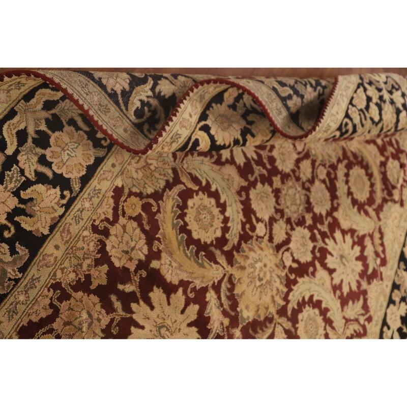 Traditional Floral Agra Oriental Area Rug Handmade Red Wool Carpet - 6'1" x 9'3"