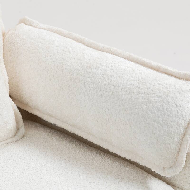 Boucle Oversized Sofa with Ottoman, Double Deep Cushion, Thick Armrests, and High-Resilience Sponge