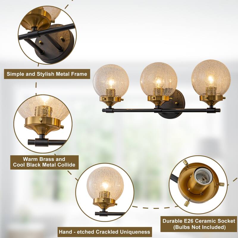 Crackled Glass Globe Wall Sconce Modern Vanity Light