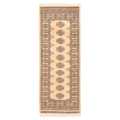 ECARPETGALLERY Hand-knotted Peshawar Bokhara Ivory Wool Rug - 2'7 x 6'9
