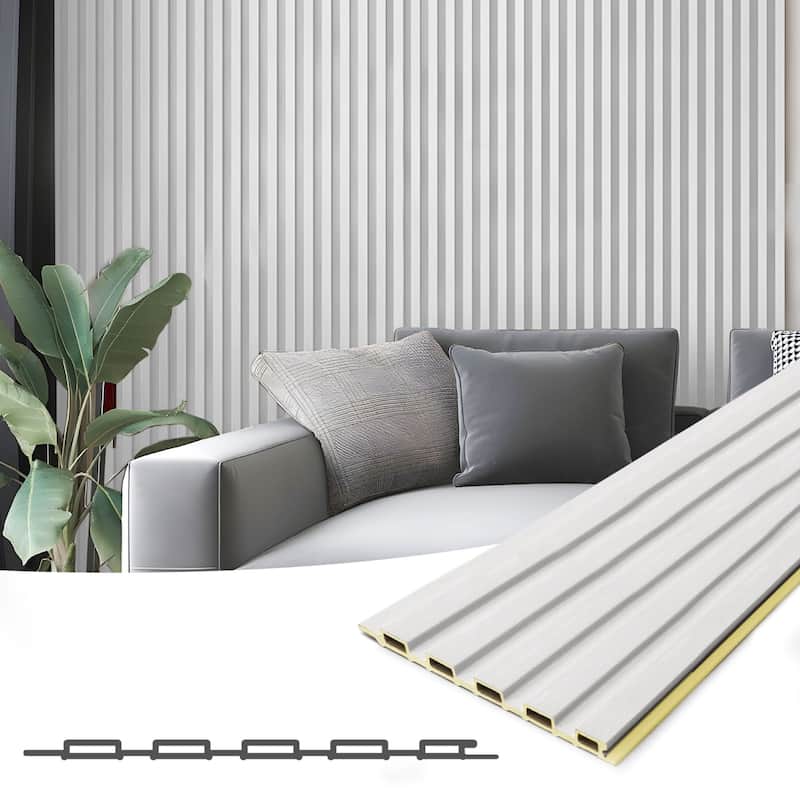 Art3d WPC Slat Wall Panels,3D Wall Accents for Interior Wall Decor,48in x 6in (Pack of 16)