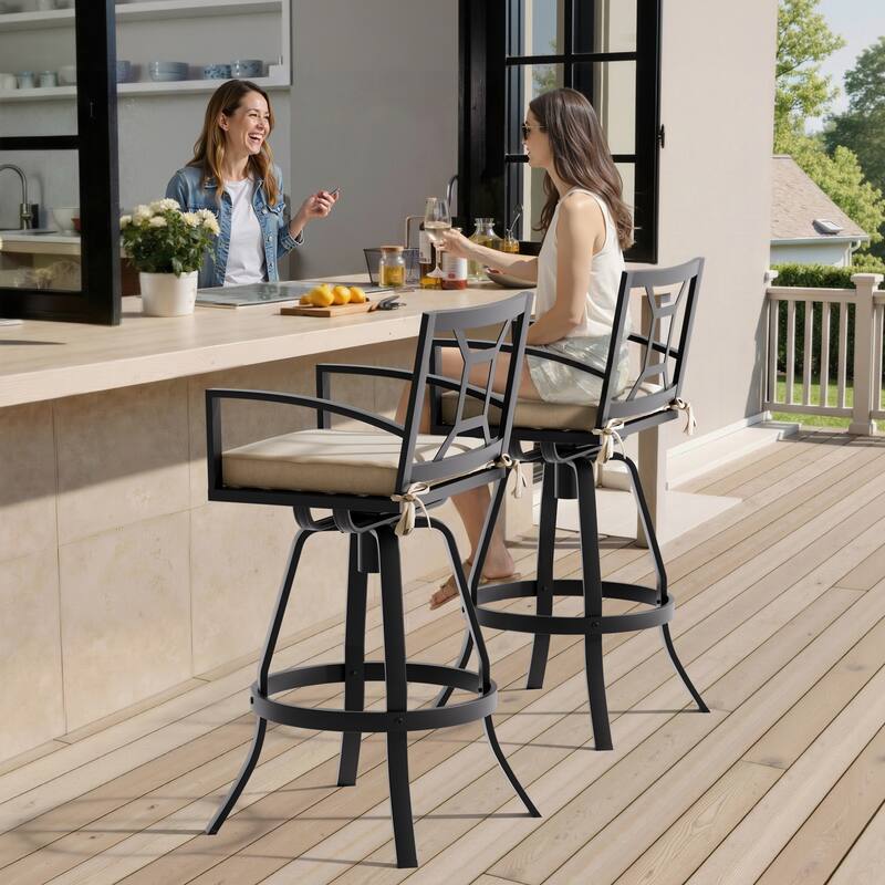 VredHom Outdoor Patio All-Weather Aluminum Swivel Sunbrella Cushion Bar Stool