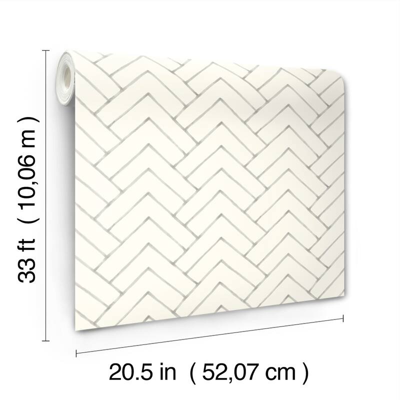 Chesapeake Oswin Grey Tiered Herringbone Wallpaper