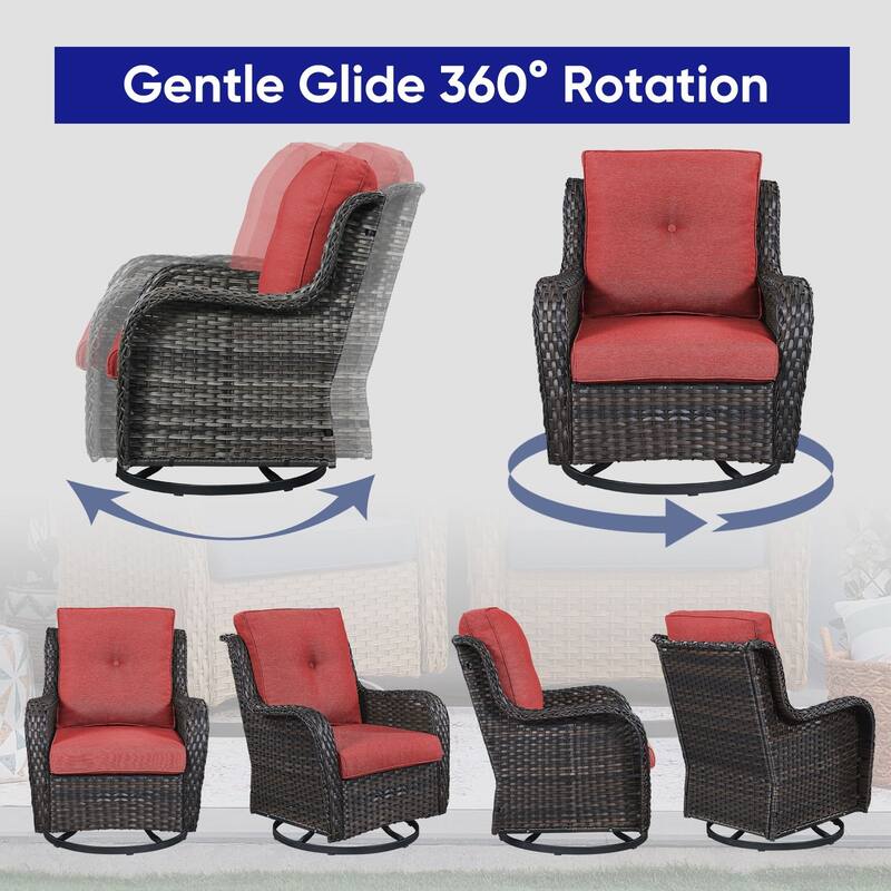Gymojoy Wicker Swivel Glider Chair with Water-Resistant Olefin Cushions