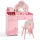preview thumbnail 2 of 29, Costway Kids Vanity Table and Chair Set with Cloud-shaped Mirror Open - See Details