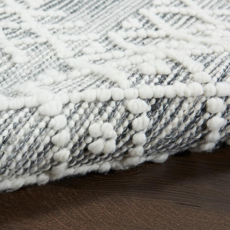 New Concept Washables Grey/Ivory Flat Woven Moroccan Indoor Area Rug