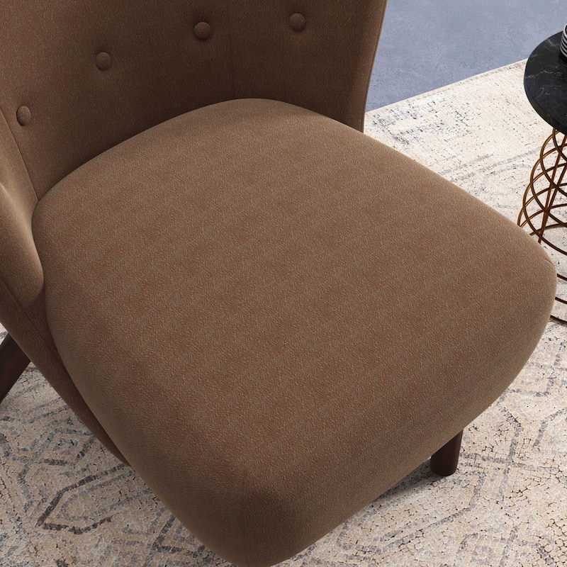 34" Wide Solid Color Tufted Wingback Chair With Solid Wood Leg