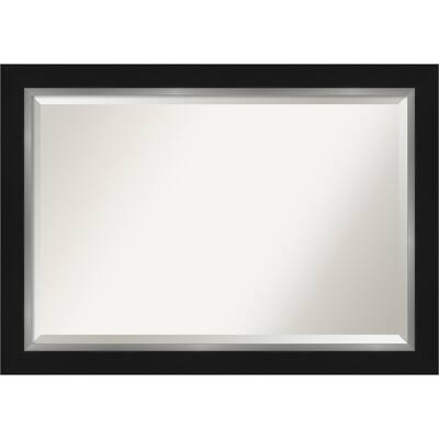Beveled Bathroom Wall Mirror - Eva Black Silver Frame