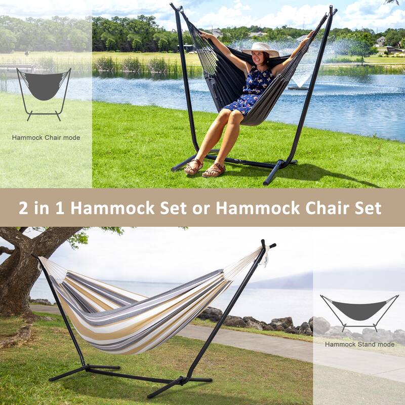 10.7 ft. 2-Person Brazilian-Style hammock with Stand - Convertible