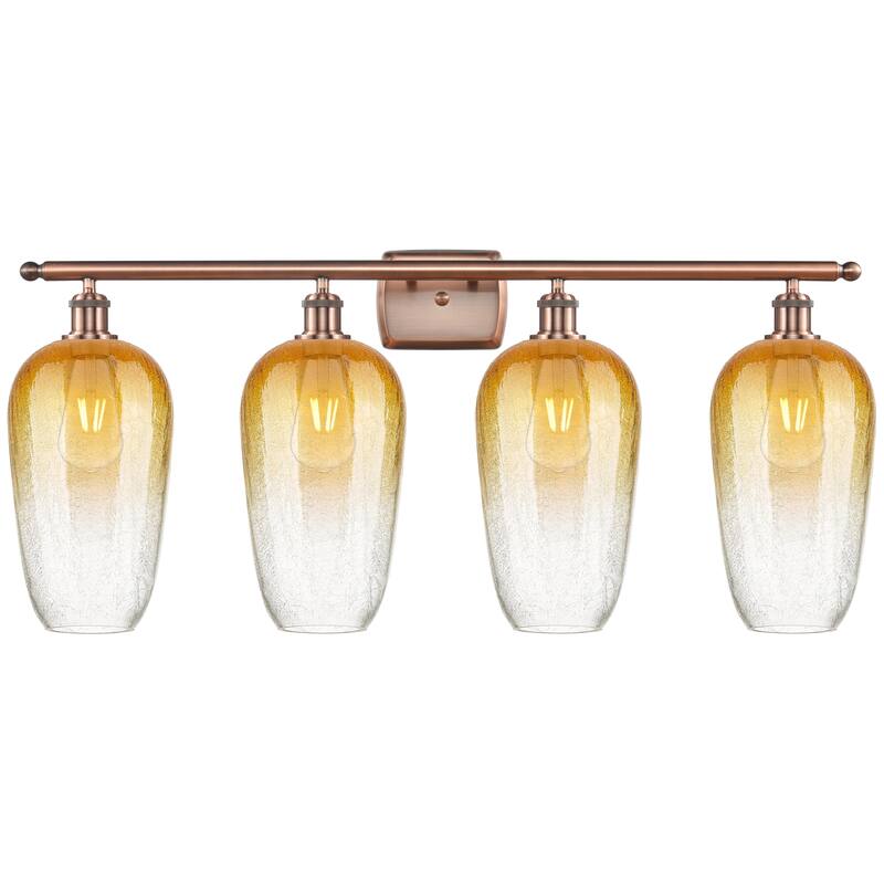 Innovations Lighting Endless Possibilities Ballston - Brookhaven Flute - 4 Light 37" Bath Vanity Light - Antique Copper/Amber