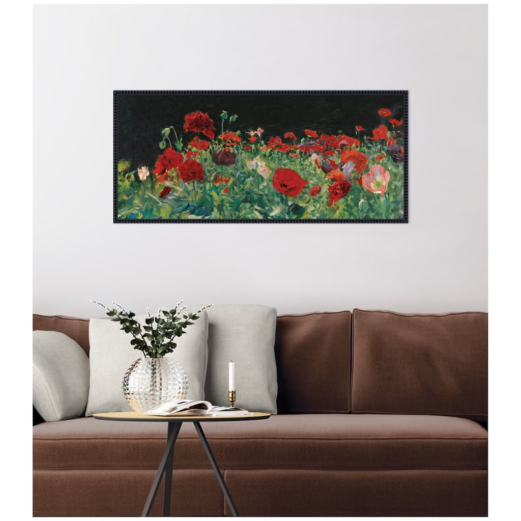 Kate and Laurel Poppies 1886 John Singer Sargent PANEL by Nostalgia Prints Framed Canvas Wall Art Print