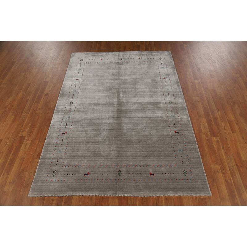 Gabbeh Indian Area Rug Hand-Knotted Tribal Wool Carpet - 5'5" x 8'0"