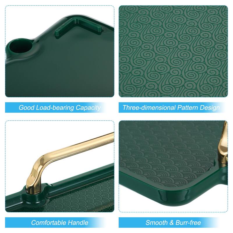 Plastic Serving Tray with Gold Handle, Decorative Tray Jewelry Platter