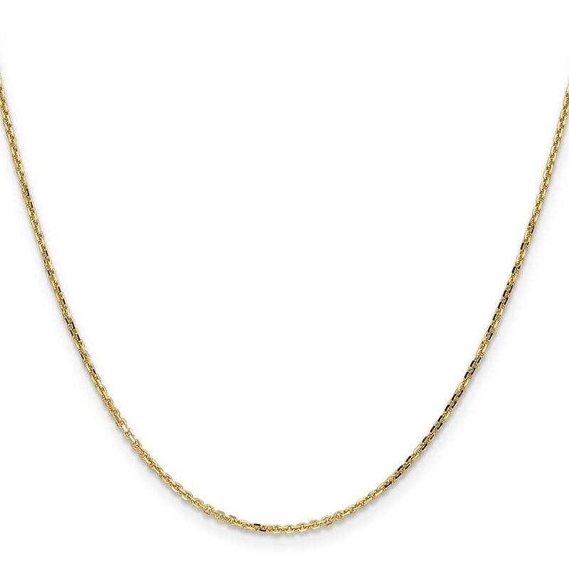 Curata 10k Yellow Gold 1.3mm Diamond Cut Cable Chain Necklace (Lobster)