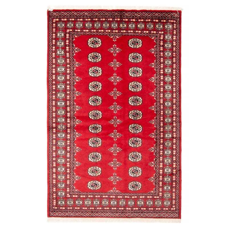 ECARPETGALLERY Hand-knotted Peshawar Bokhara Red Wool Rug - 4'6 x 7'1 - 4'6 x 7'1 - Red