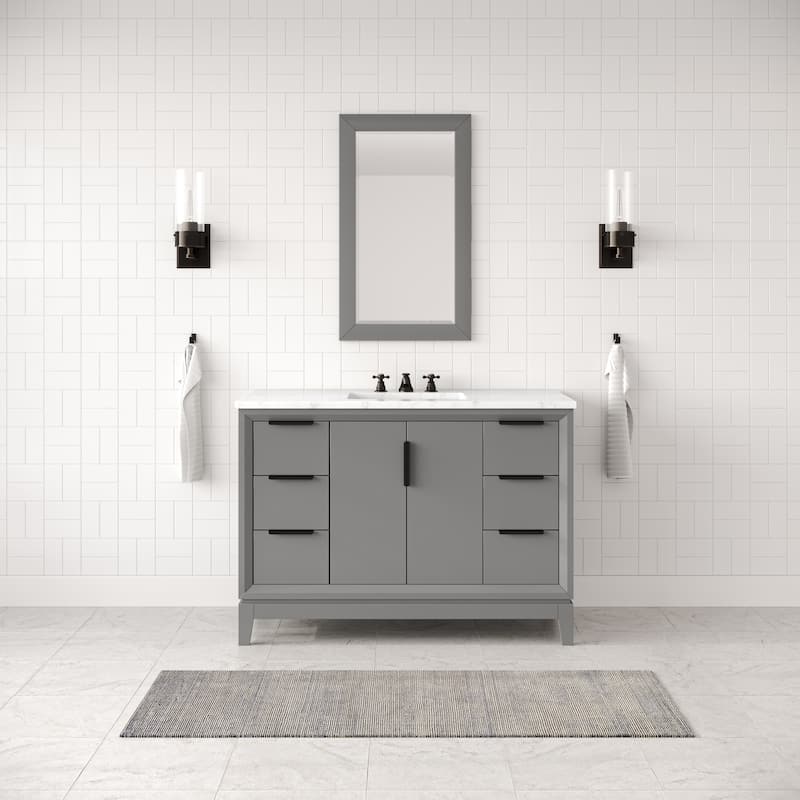 Elizabeth 48" Carrara White Marble Bathroom Vanity with Faucet