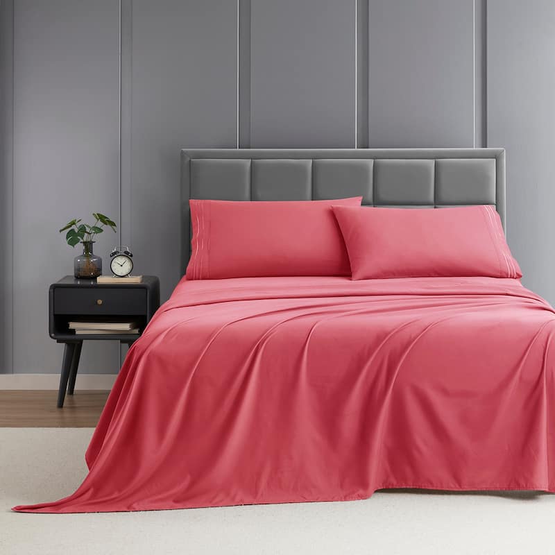 Clara Clark Premium 1800 Series Ultra-soft Deep Pocket Bed Sheet Set - Twin - Coral Pink
