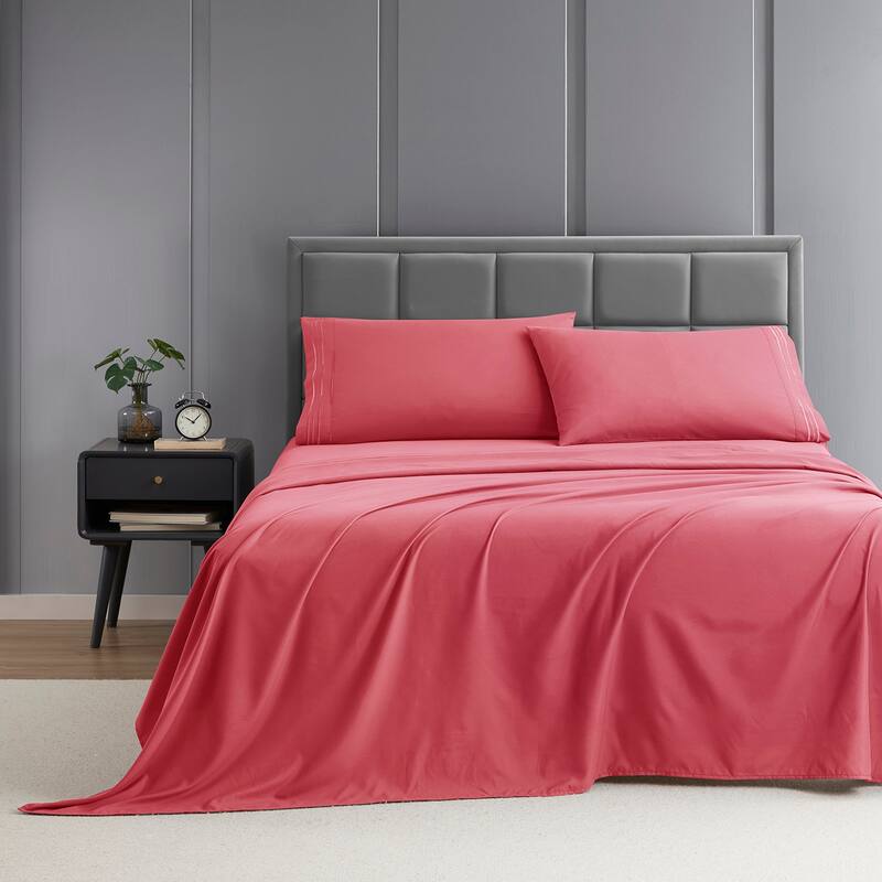 Clara Clark Premium 1800 Series Ultra-soft Deep Pocket Bed Sheet Set - Twin - Coral Pink