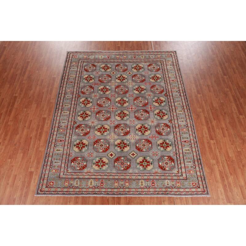 Hand Knotted Oriental 100% Wool Carpet Traditional All-Over Greys & Charcoal Kazak Area Rug - 10' 5'' X 8' 3''