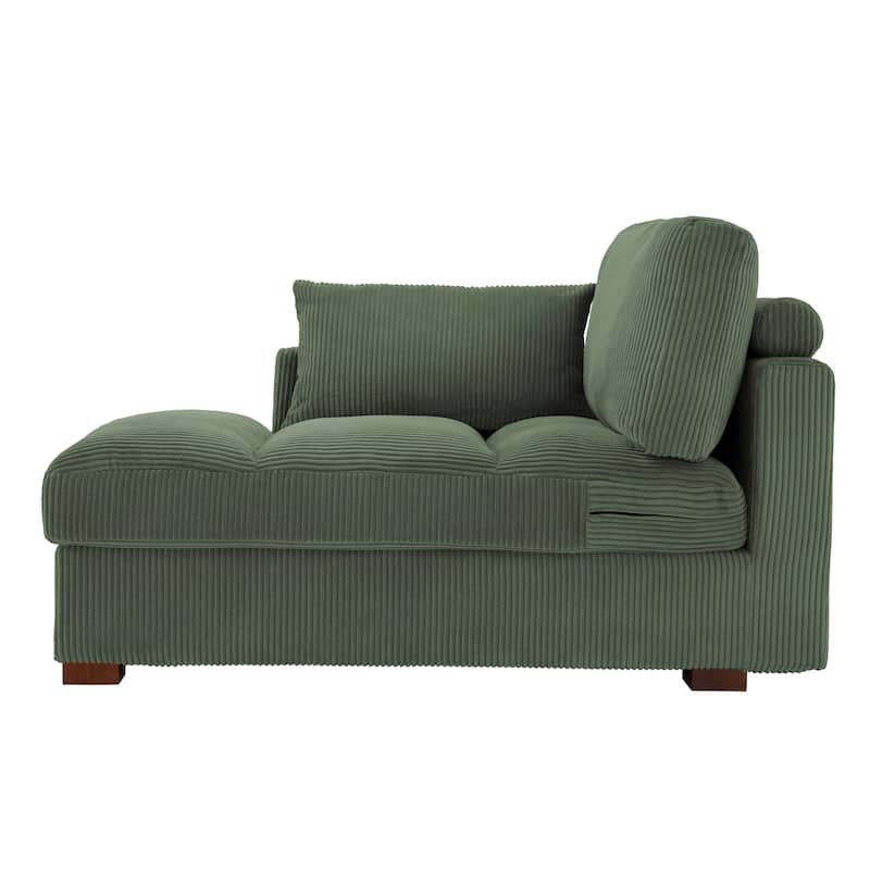 Oversize Corduroy Chaise Lounge Modular Sectional Sofa with Pillow