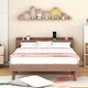 preview thumbnail 22 of 30, Twin Size Bed Frame with Storage Headboard and USB Ports, Kids Twin Bed with Support Slat, Wooden Twin Platform Bed for Bedroom Walnut - Twin