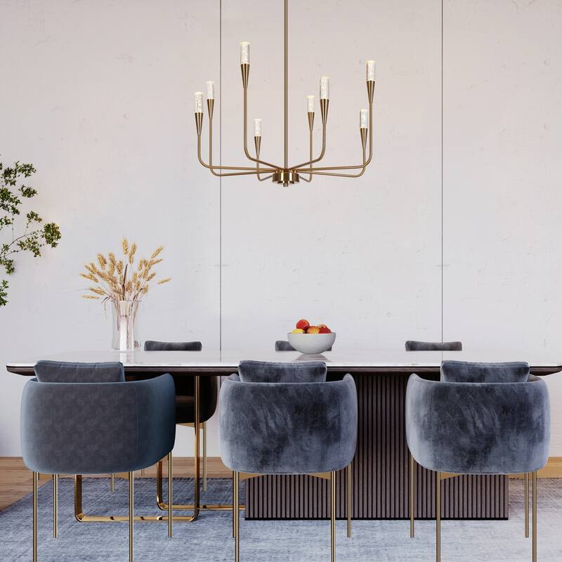 Modern Gold LED Chandelier 8-Light Wheel Candle Lights for Dining Living Room