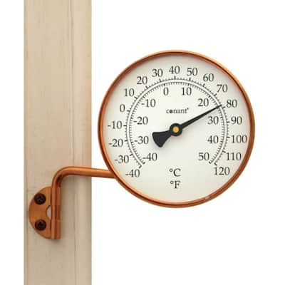 4" White and Brown Round Swivel Dial Thermometer