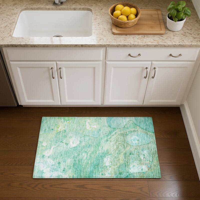 Premium Washable Super Soft Abstract Chic Mayfield Rug - Teal - 1'8" x 2'6"