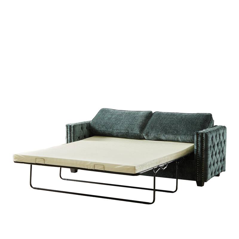 3-Seater Convertible Sleeper Sofa with Memory Foam - Chenille Fabric Couch for Living Rooms