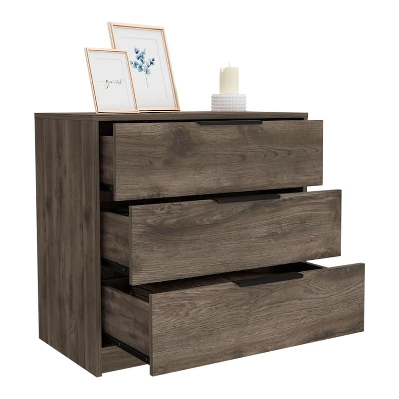 TUHOME Kaia 27-inch Tall 3 Drawer Dresser with Metal Hardware