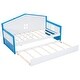 preview thumbnail 21 of 34, Charming House-shaped Design Wooden Daybed with Fence, Trundle and Smart Sensor Lights, Twin size