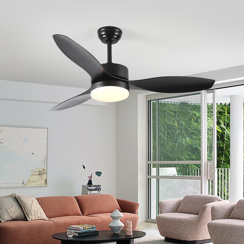 52 inch Indoor/Outdoor Ceiling Fan with LED Select Light Kit - Black - Black