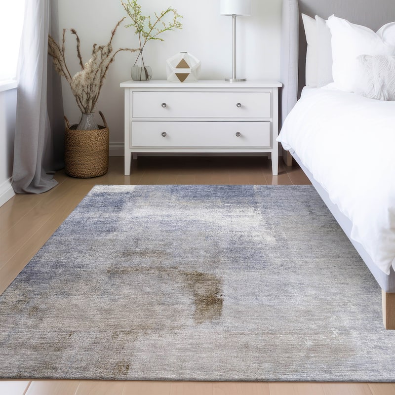 Machine Washable Indoor/ Outdoor Chantille Solid Ombre Rug