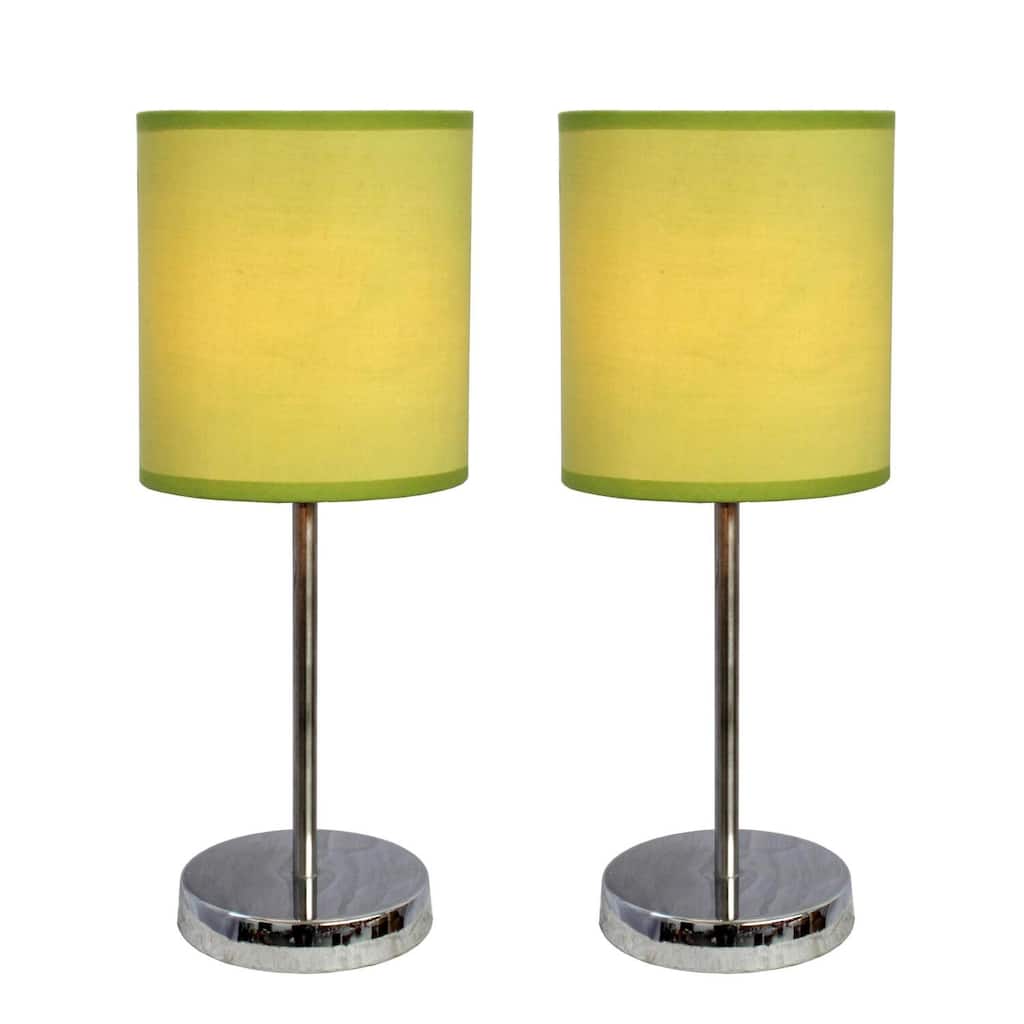 11.81 in. Chrome Finish Table Lamp with Green Shade, Sturdy Table Lamp for Living Rooms and Bedrooms